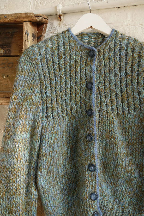 Vintage Knit Cardigan - Sea Green Marl - Size M by All About Audrey