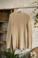 Vintage Cashmere Tunic Jumper in Loose Cable Cream - Size M by All About Audrey