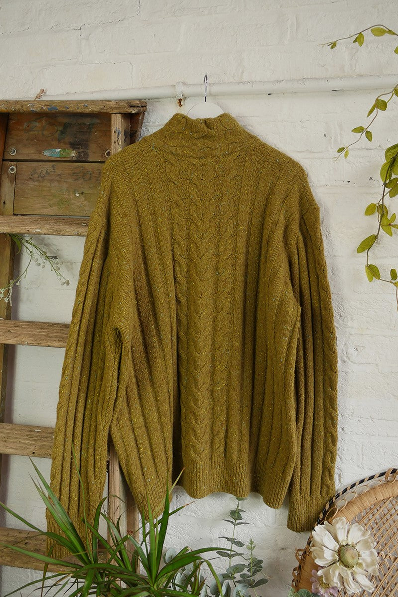 Vintage Knitwear - Mottled Olive Zip Up - Size 3XL by All About Audrey