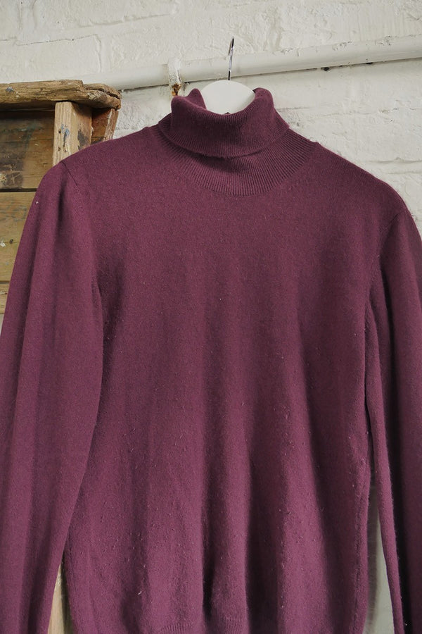 Vintage Cashmere Roll Neck in Mulberry Purple - Size M/L by All About Audrey