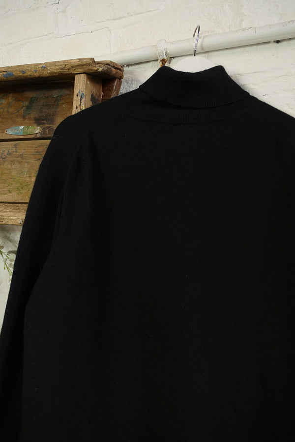 Vintage Cashmere Roll Neck Jumper in Black Liquorice - Size XXL by All About Audrey