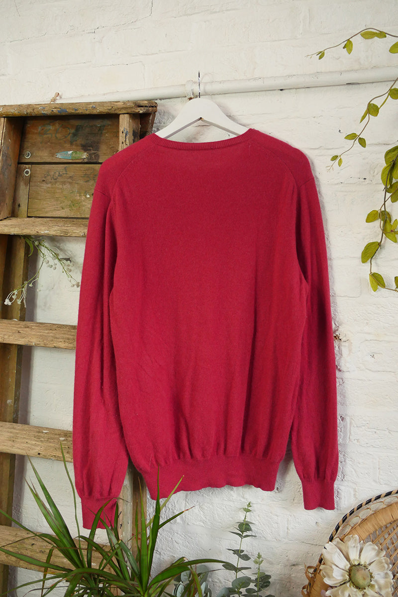 Vintage Cashmere Jumper in Raspberry Crush - Size L by All About Audrey