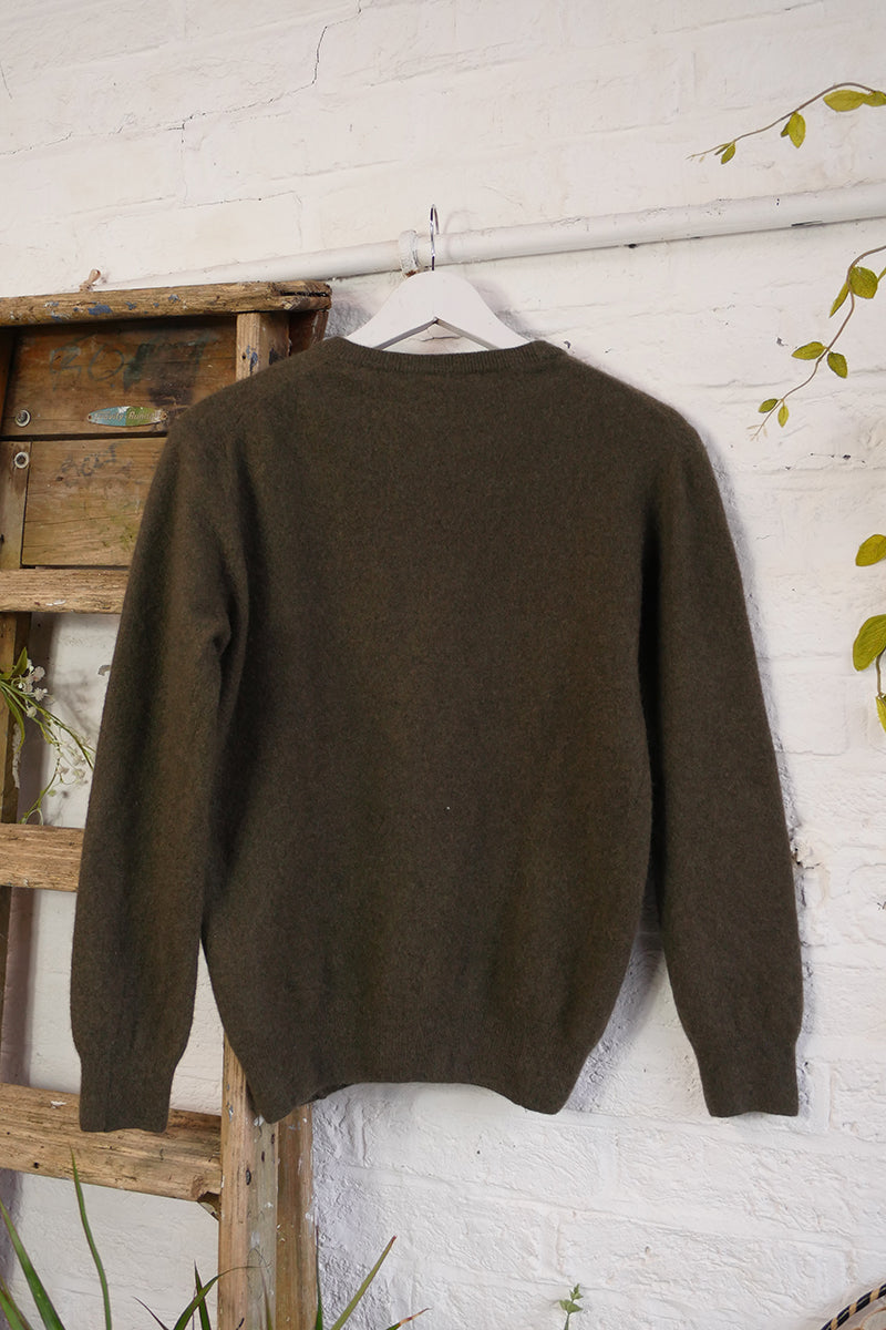 Vintage Cashmere Jumper in Moss Green Marl - Size S/M by All About Audrey