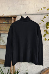 Vintage Cashmere Roll neck Jumper in Black Pepper - Size L by All About Audrey