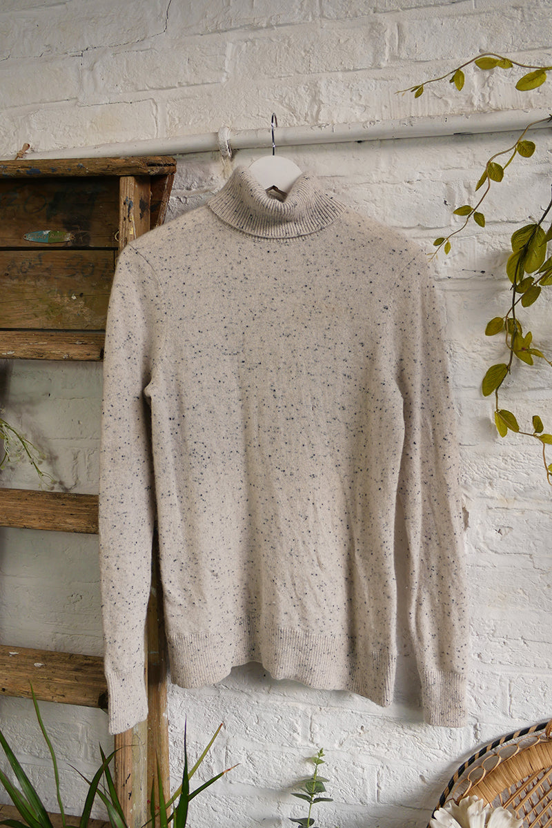 SALE | Vintage Cashmere Roll Neck Jumper in Cappuccino Cream - Size S/M by All About Audrey