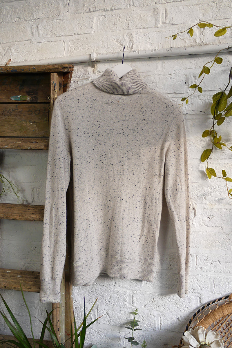 SALE Vintage Cashmere Roll Neck Jumper in Cappuccino Cream Size S All About Audrey Vintage Boutique