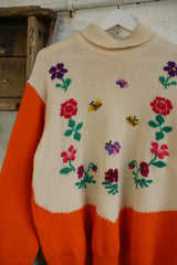 Vintage Knitwear - Butterflies & Blooms - Size XL by All About Audrey