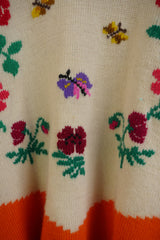 Vintage Knitwear - Butterflies & Blooms - Size XL by All About Audrey