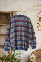 Vintage Knit Cardigan - Speckled Indigo Stripe - Size XL/XXL by All About Audrey