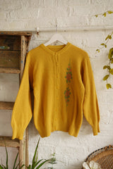 Vintage Knit Cardigan - Soft Country Yellow Rose - Size S by All About Audrey