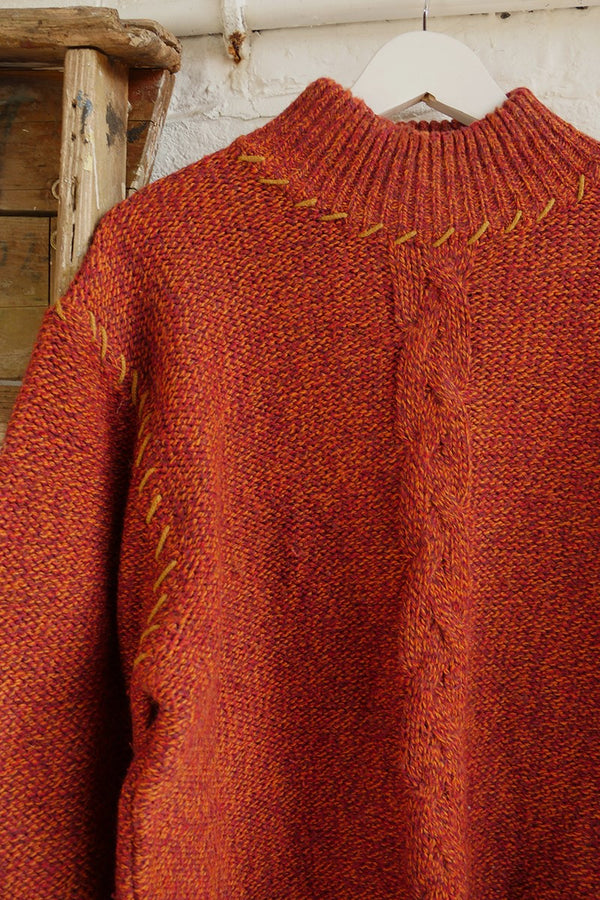 Vintage Knitwear - Cayenne Cable Knit Mock Neck - Size 3XL