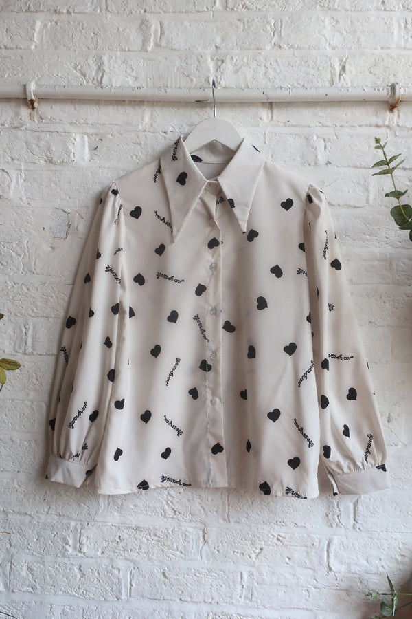 Vintage Shirt - Love in Monochrome - Size S by All About Audrey