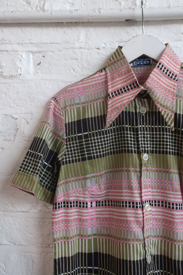 Vintage Shirt - Retro Rhubarb Check - Size XS by All About Audrey