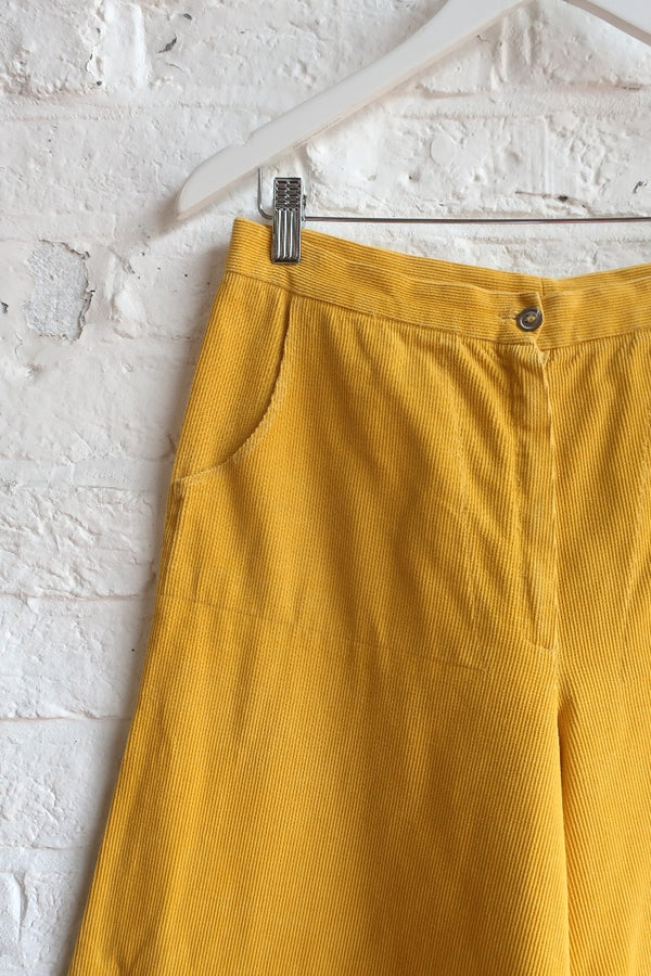 Vintage Ultra Wide-Leg Trousers - Canary Yellow Cord - W29 L33 by All About Audrey