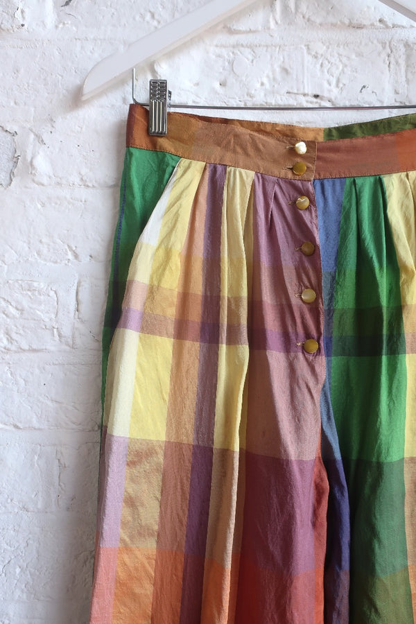 Vintage Silk Balloon Trousers - Jewel Tone Plaid - W28 L29 by All About Audrey