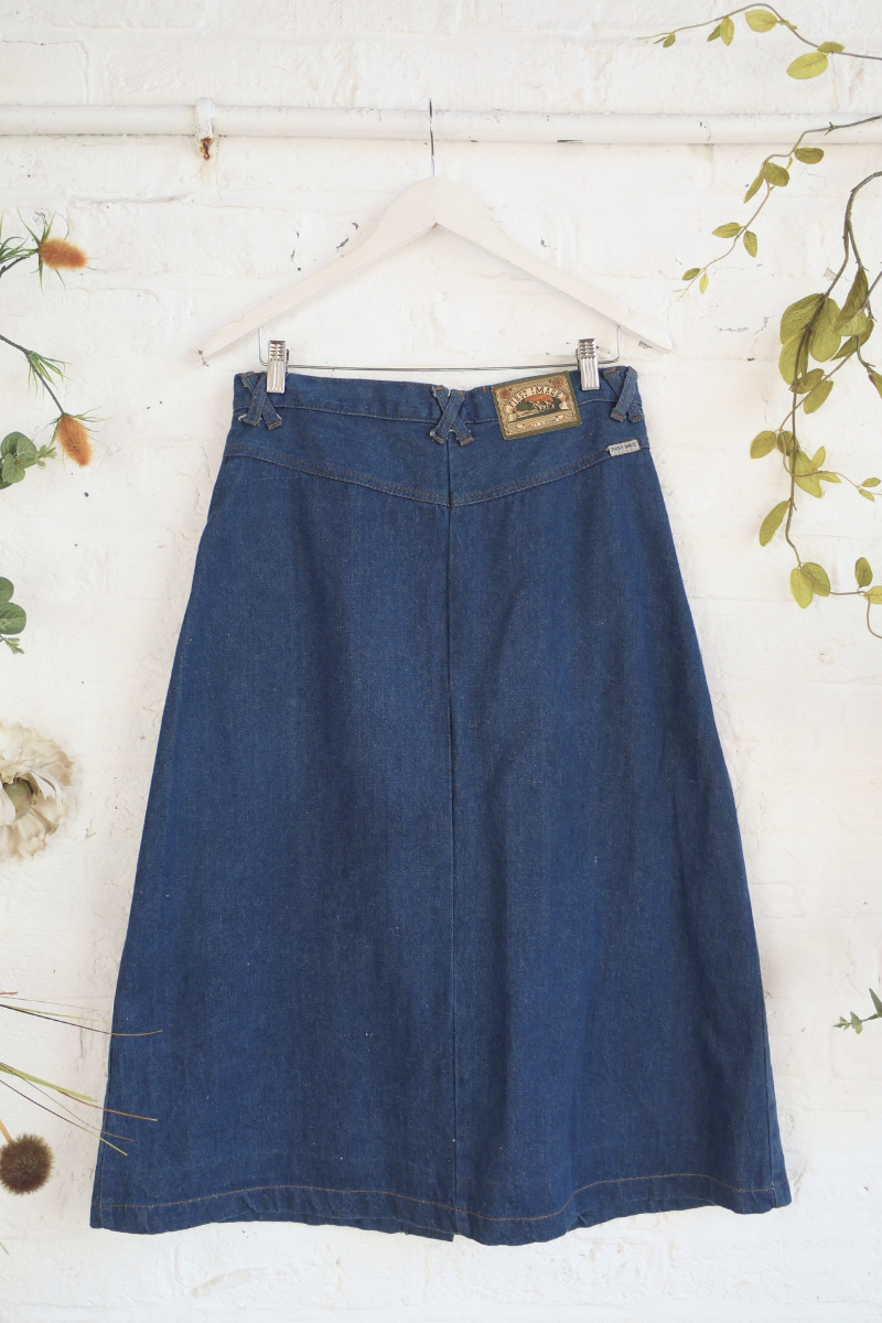 Vintage Skirt - Western Dark Denim Midi - W31