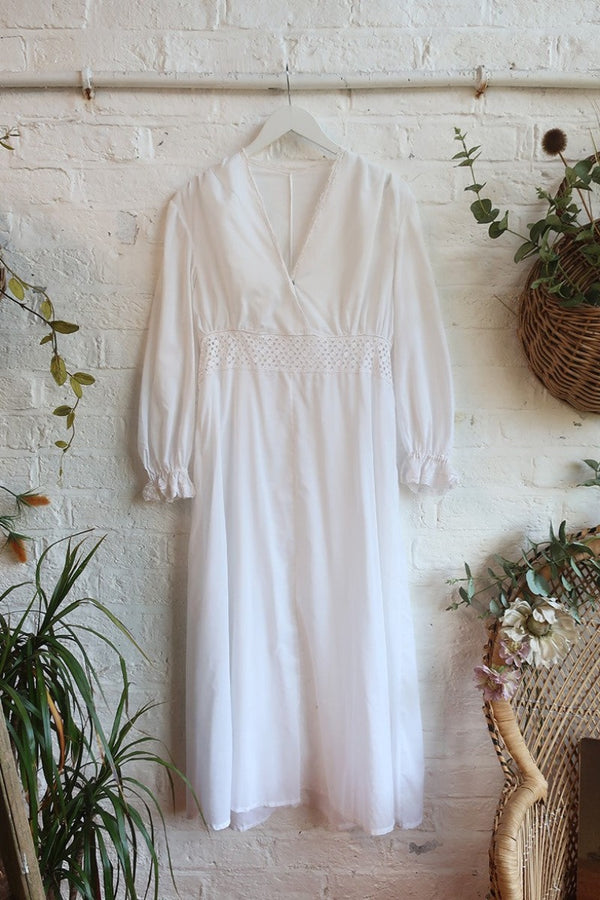Vintage Maxi Dress - Journal White Sundress - Size S by All About Audrey
