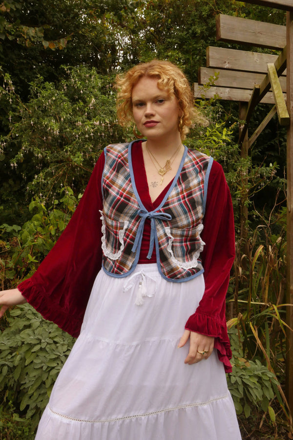 Willa Reclaimed Flannel Waistcoat - Harvest Moon Tartan - Size M/L by All About Audrey