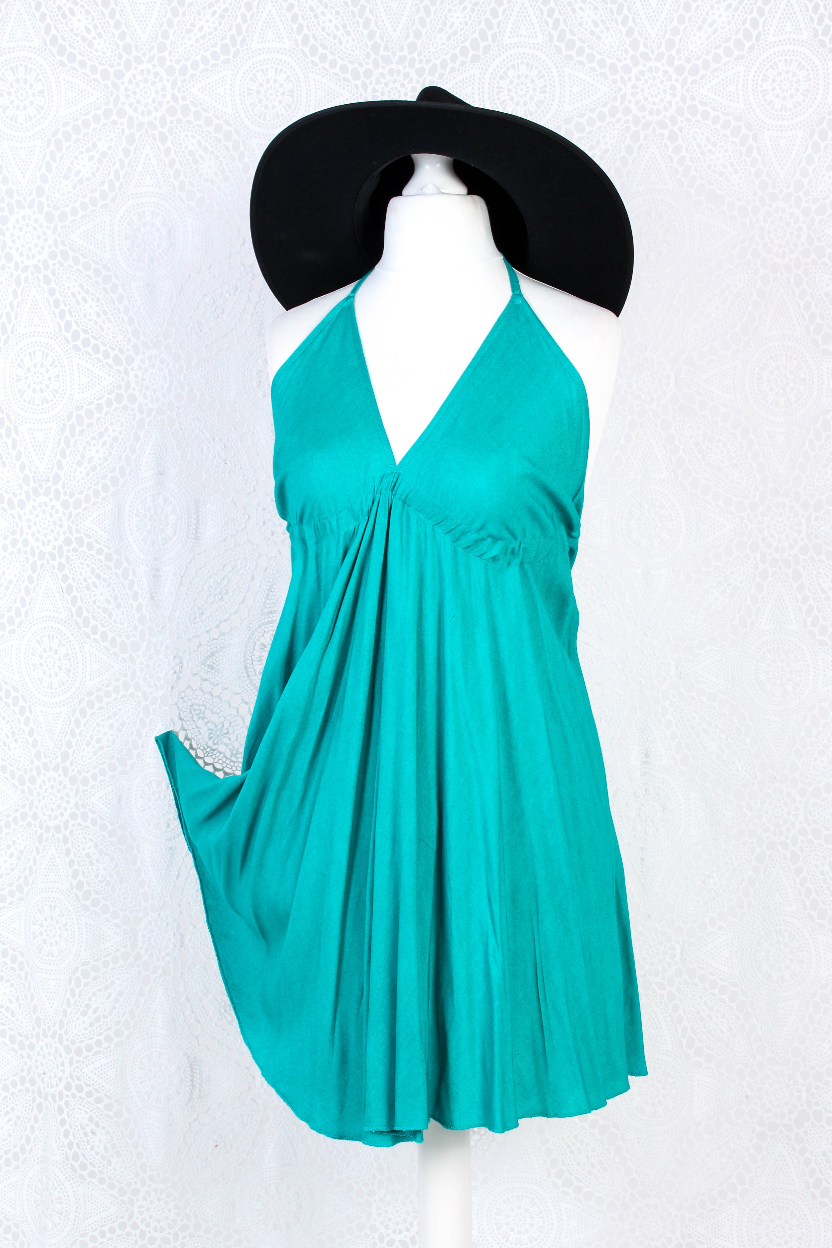 Khroma Medusa Mini Halter Dress in Teal Blue/Green - Free Size – All ...