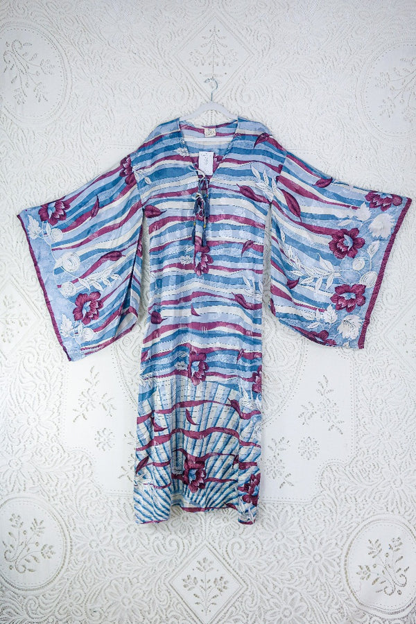 Front view of Cassandra Maxi Kaftan - Light Plum, Cashmere & Faded Blue by All About Audrey