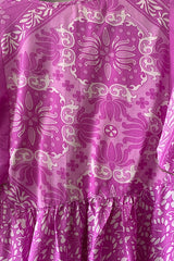 SALE Angelica Maxi Dress - Vintage Sari - Orchid Pink Paisley - Free Size S/M