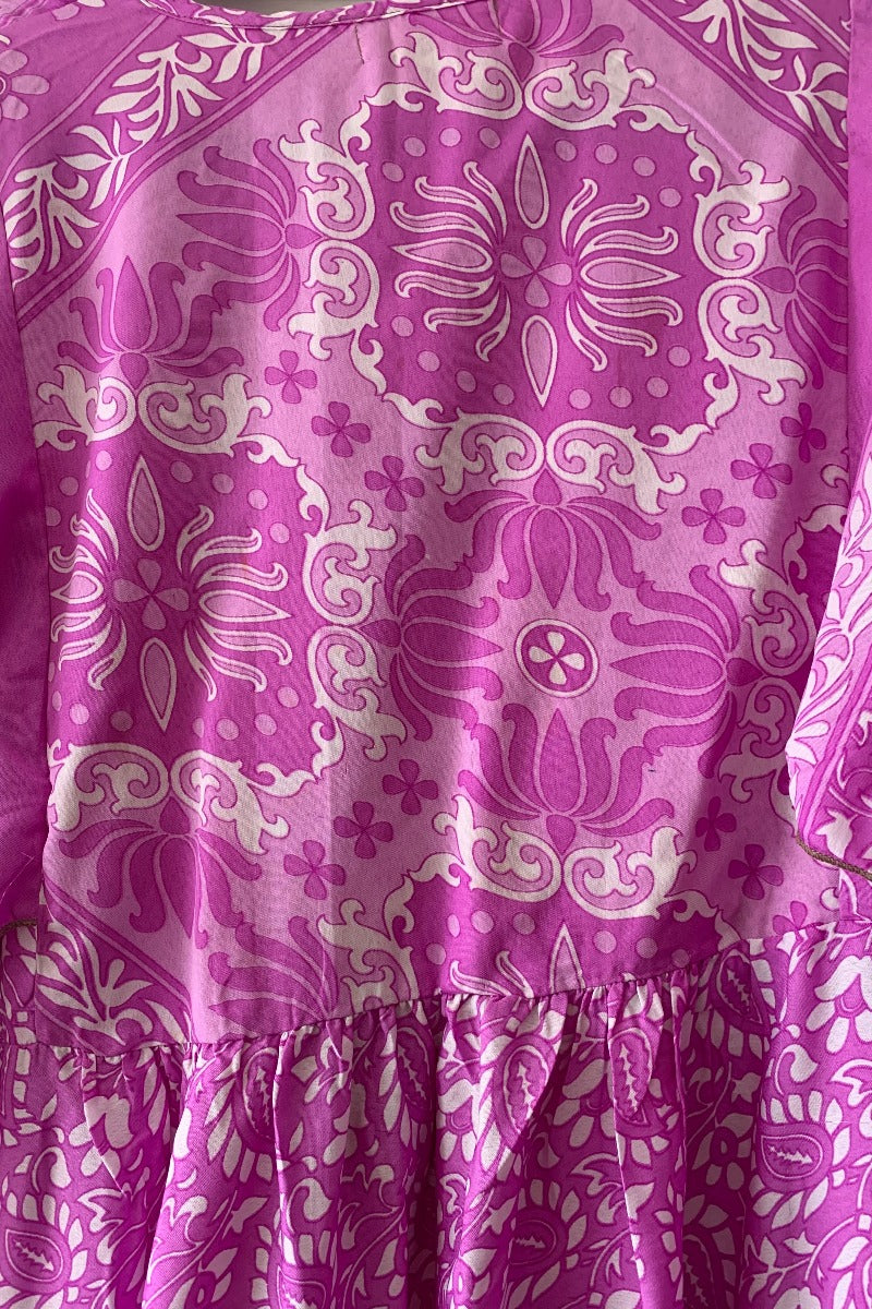 SALE Angelica Maxi Dress - Vintage Sari - Orchid Pink Paisley - Free Size S/M