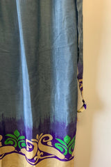 SALE Angelica Maxi Dress - Vintage Sari - Mist Grey & Plum - Free Size S/M