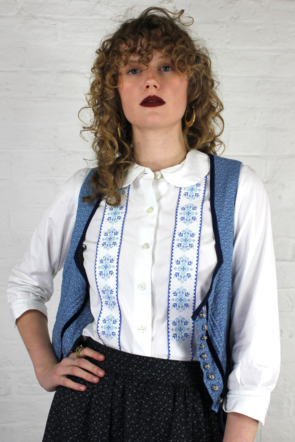 Vintage 70s White Shirt with Folk Style Embroidery | All About